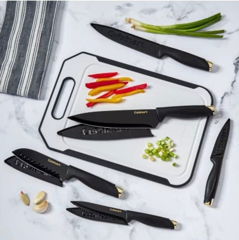 Cuisinart Ceramic 11pc knives black with cutting board