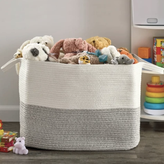 Rope basket gray and white